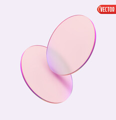 Round glass plates. Glass morphism with blur effect. Realistic 3d design. Blurred mirror. Vector illustration