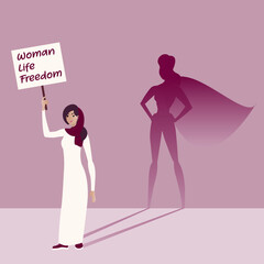 Women Life Freedom movement vector illustration