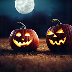 Obraz premium Halloween pumpkin. Halloween background with pumpkin digital art