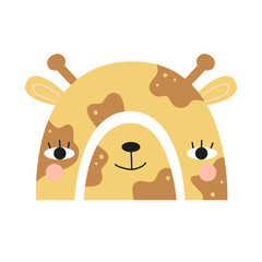 Rainbow with cute giraffe face. Nursery art. Vector illustration