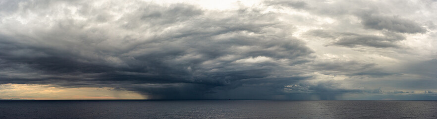 Dramatic sky and clouds during a storm over Mediterranean Sea, Valencia, Spain, Europe