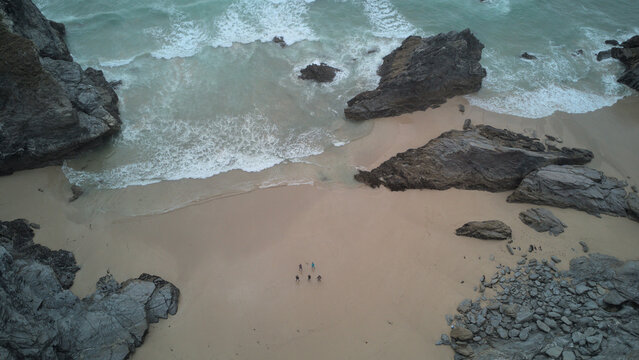 Birds Eye View Of A Beach Cove With Low Tide