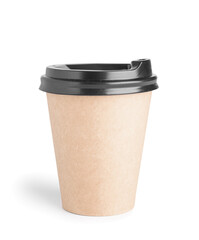 Blank paper cup isolated on white background