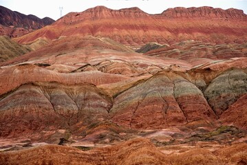 Range of rock formations in Zhangye National Geopark China