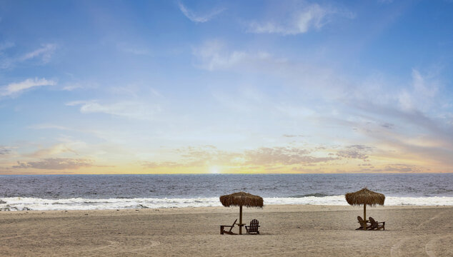 Beautiful sunrise at Del Mar Beach in Camp Pendleton in southern, California.