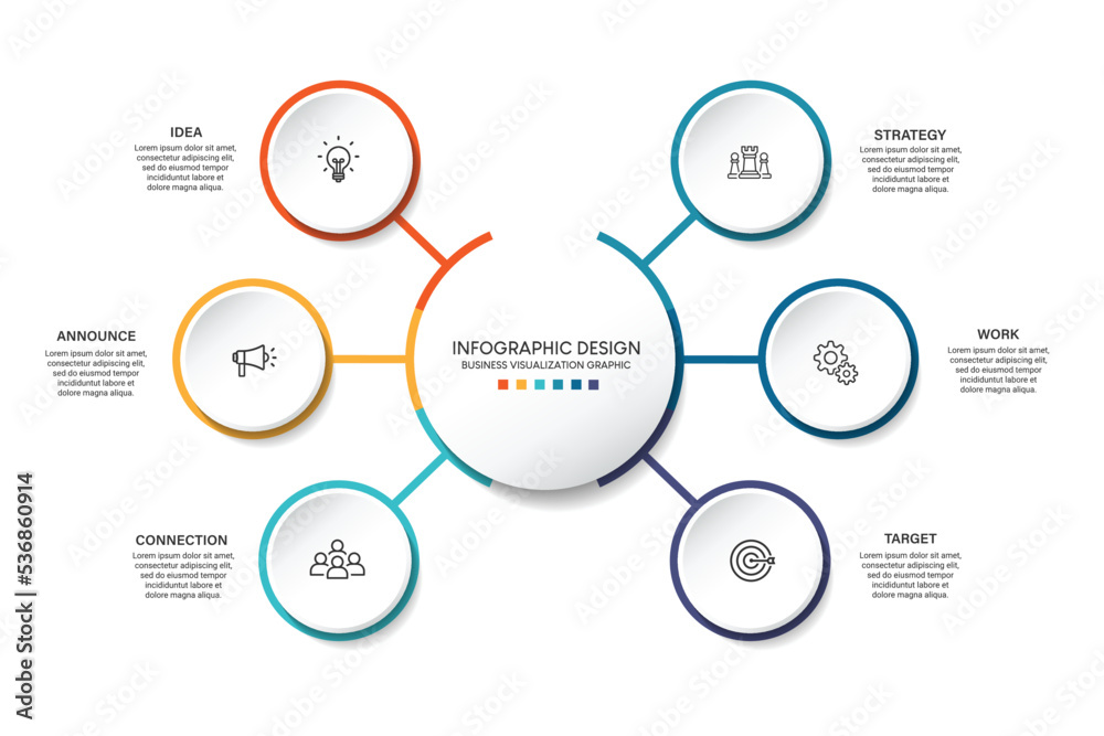 Leinwandbilder steps business data visualization timeline process infographic template design with icons