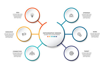Steps business data visualization timeline process infographic template design with icons
