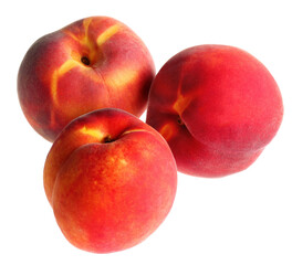 Delicious ripe juicy peaches isolated on white