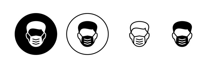 Mask icon vector. Medical mask sign and symbol. Man face with mask icon. Safety breathing mask