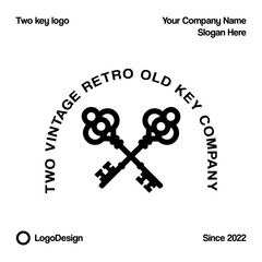 Modern real estate logo template. Crossed classic keys symbol.