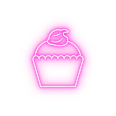 cup cake neon icon