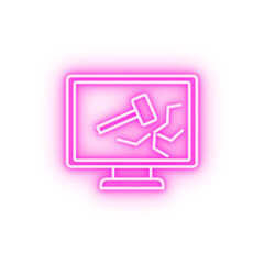 break system in monitor neon icon