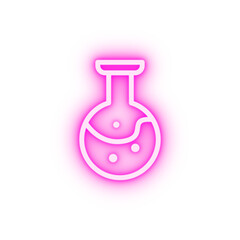 flask with chemical fluid neon icon