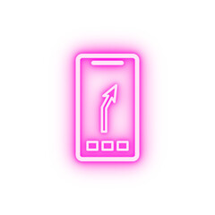 directions in a smart phone neon icon