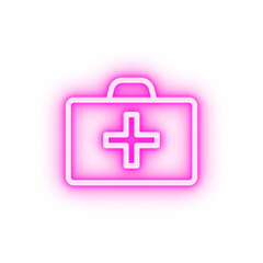 first-aid kit neon icon