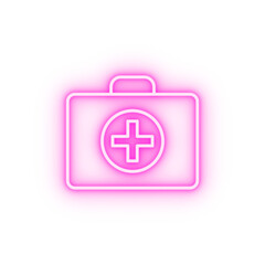 first-aid kit neon icon