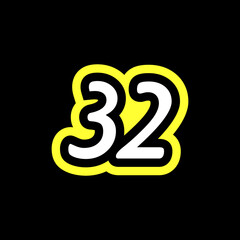 Simple Number 32 With Typography Logo