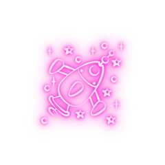 Obraz premium Spaceship neon icon