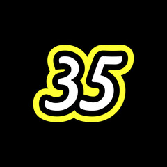 Simple Number 35 With Typography Logo