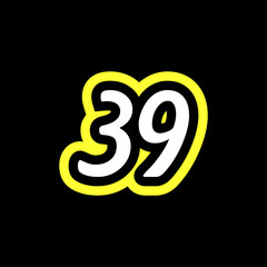 Simple Number 39 With Typography Logo
