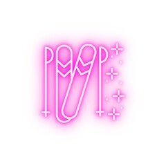 Ski winter sport neon icon