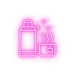 Thermos cup tea neon icon