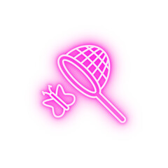 Butterfly catcher travel neon icon