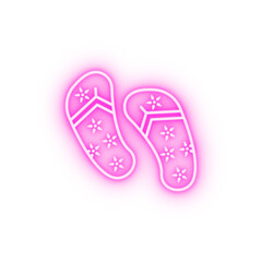 Flip flop travel neon icon