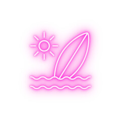 Surfing travel sun neon icon