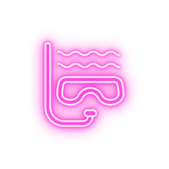 Snorkeling glasses travel neon icon
