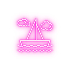 Sailboat travel neon icon