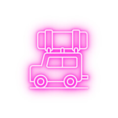 Wan suitcase travel neon icon