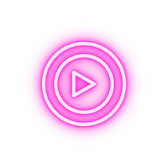 Play circular button theatre neon icon