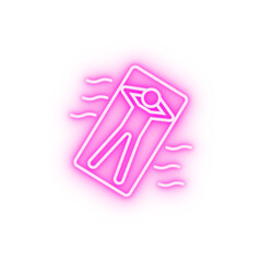 Man on a water mattress neon icon