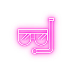Diving mask neon icon