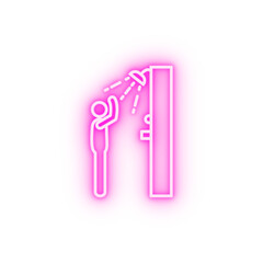 Pool shower neon icon