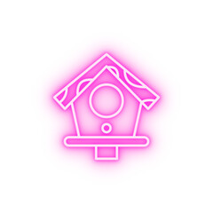 Birdhouse house neon icon