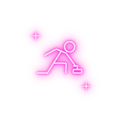 Curling sport neon icon