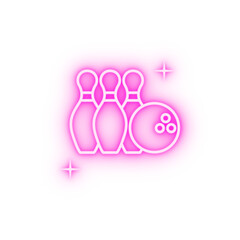 Bowling sport neon icon