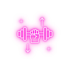 Dumbbell hand neon icon