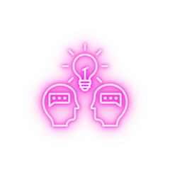 Pupils bulb brain neon icon