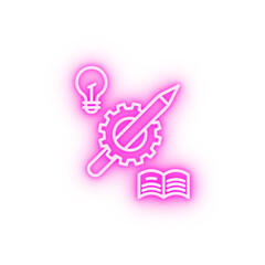 Classwork gear bulb pen neon icon