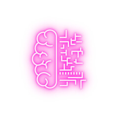 Brain chip school neon icon