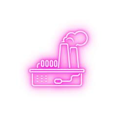 factory pollution center industry neon icon