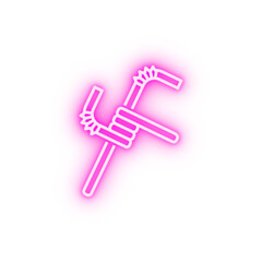 straws pollution waste neon icon