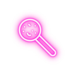 Virus magnifier line vector neon icon
