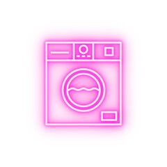 Plumber washing machine neon icon