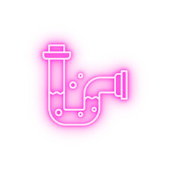 Plumber pipe water engorged neon icon