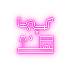 Plumber flood broken neon icon