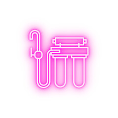 Plumber water filter neon icon